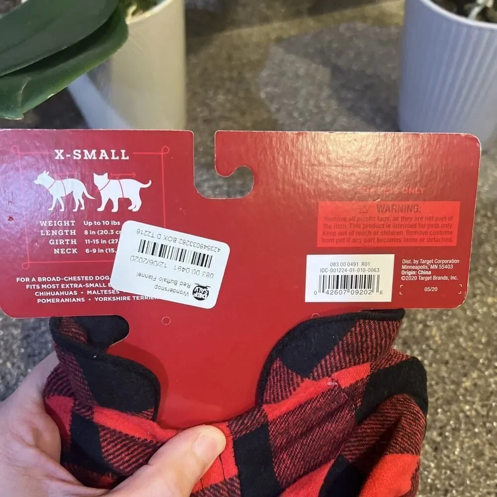 Wondershop Target XS Breed Dog Puppy Cat Pet Sweater & Pet Pajamas Red/Blk Plaid